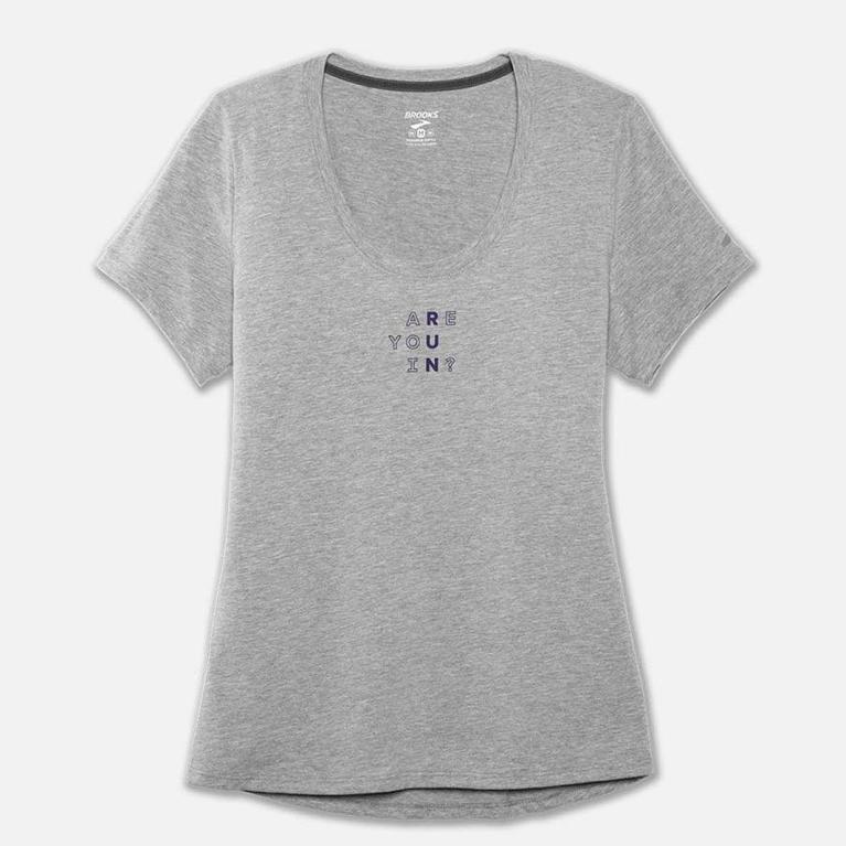 Brooks Run Happy Graphic Women's Short Sleeve Running Shirt - Grey (34298-LXRS)